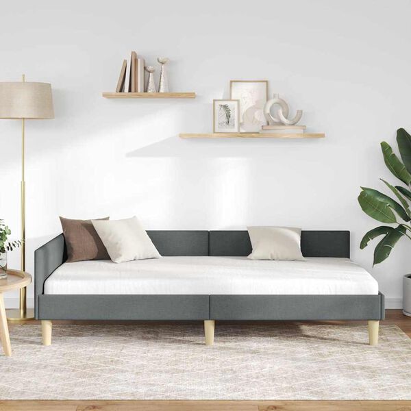 vidaXL Rohov&yacute; r&aacute;m postele s čelnou doskou Tmavo &scaron;ed&aacute; 80 x 200 cm l&aacute;tka