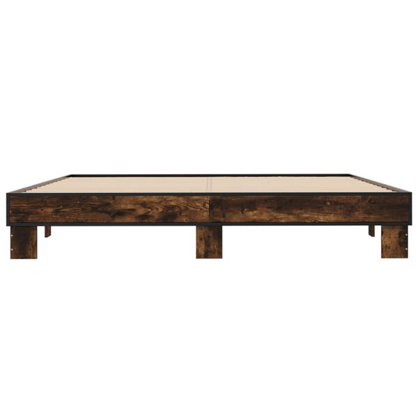 vidaXL Posteľn&yacute; r&aacute;m dymov&yacute; dub 180x200 cm kompozitn&eacute; drevo a kov