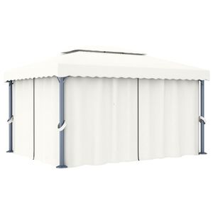 vidaXL Alt&aacute;nok so z&aacute;vesom 4x3 m, kr&eacute;movo biely, hlin&iacute;k