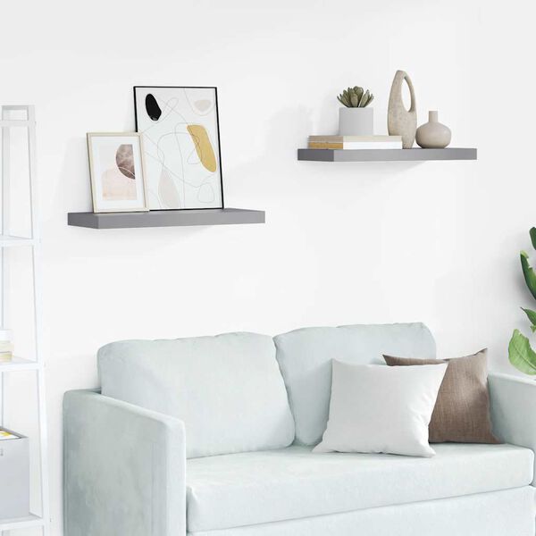 vidaXL Pl&aacute;vaj&uacute;ce n&aacute;stenn&eacute; police 2 ks, siv&eacute; 60x23,5x3,8 cm, MDF