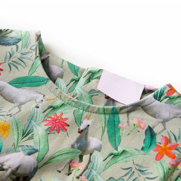 Detské šaty s vykrojenými rukávmi, bledé kaki 92