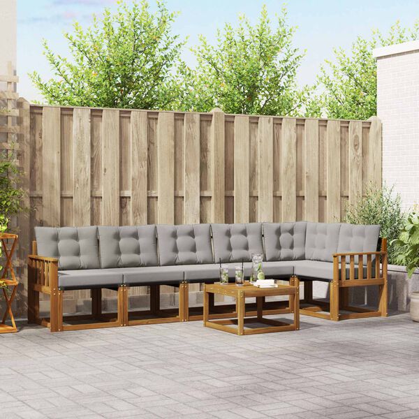 vidaXL Z&aacute;hradn&aacute; s&uacute;prava gaučov s vank&uacute;&scaron;om 7 pcs Pr&iacute;rodn&aacute; a svetlosiv&aacute;