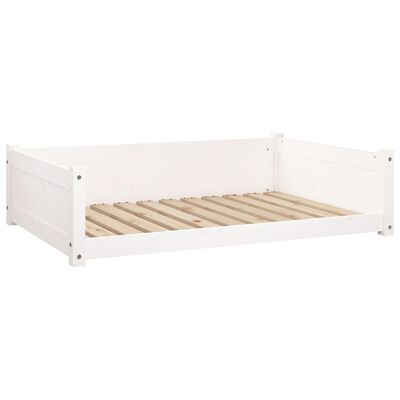 vidaXL Psia posteľ biela 105,5x75,5x28 cm borovicový masív