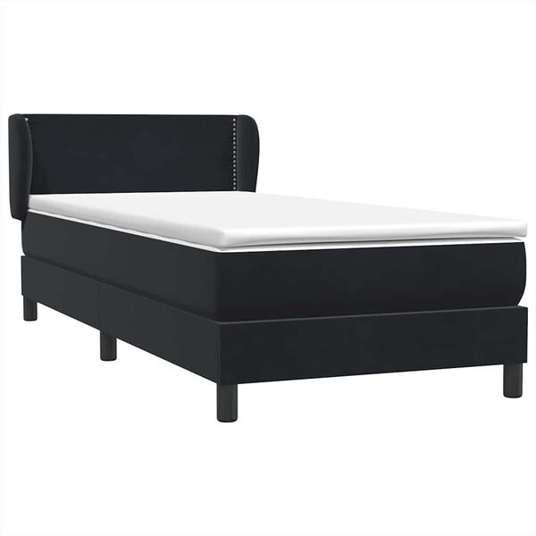 vidaXL Posteľn&yacute; r&aacute;m boxspring s matracom čierny 90x210 cm zamat
