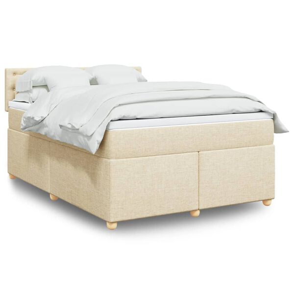 vidaXL Posteľn&yacute; r&aacute;m boxspring s matracom kr&eacute;mov&yacute; 140x200 cm l&aacute;tka