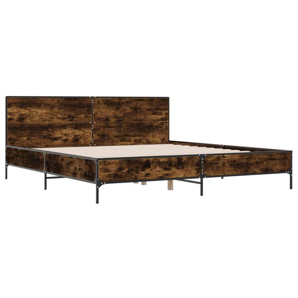 vidaXL Posteľn&yacute; r&aacute;m dymov&yacute; dub 180x200 cm kompozitn&eacute; drevo a kov