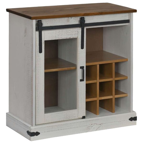 VidaXL Príborník HALDEN s posuvnými dverami Biela Masívne drevo