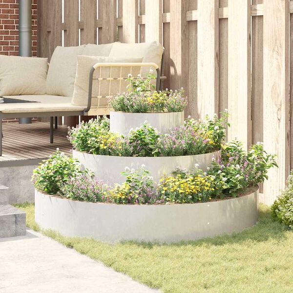 vidaXL Záhradný kvetináč Strieborná 120 x 120 x 20 cm Nerezová oceľ