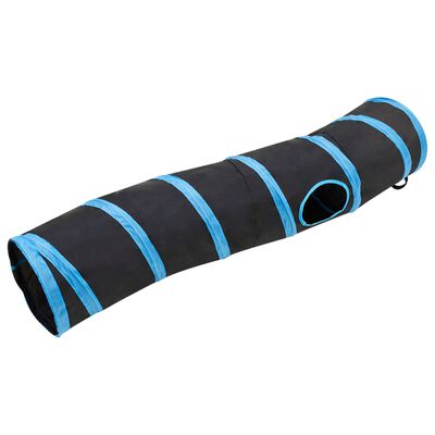 vidaXL Tunel pre mačky v tvare S čierno-modrý 122 cm Polyester