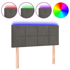 vidaXL Čelo postele s LED tmavosiv&eacute; 80x5x78/88 cm zamat