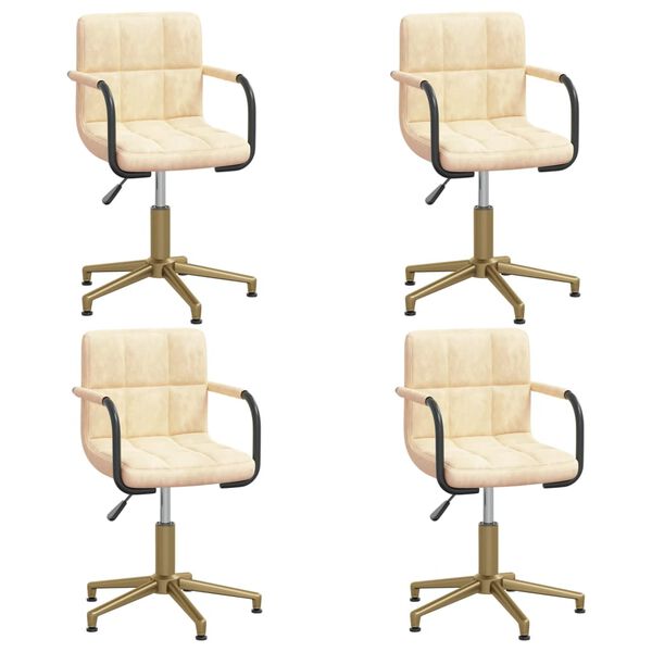 vidaXL Otočn&eacute; jed&aacute;lensk&eacute; stoličky 4 ks kr&eacute;mov&eacute; zamatov&eacute;