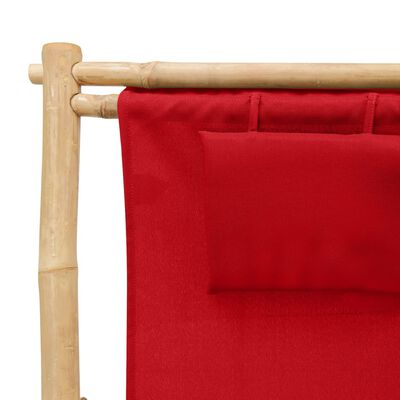 vidaXL Kreslo na terasu bambus a plátno červené