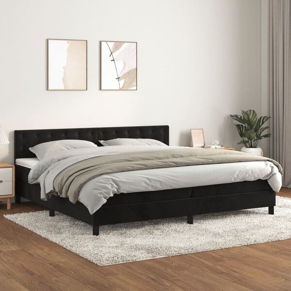 vidaXL Posteľn&yacute; r&aacute;m boxspring s matracom čierny 200x200 cm zamat