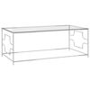 vidaXL Konferenčn&yacute; stol&iacute;k strieborn&yacute; 120x60x45 cm nehrdzavej&uacute;ca oceľ a sklo