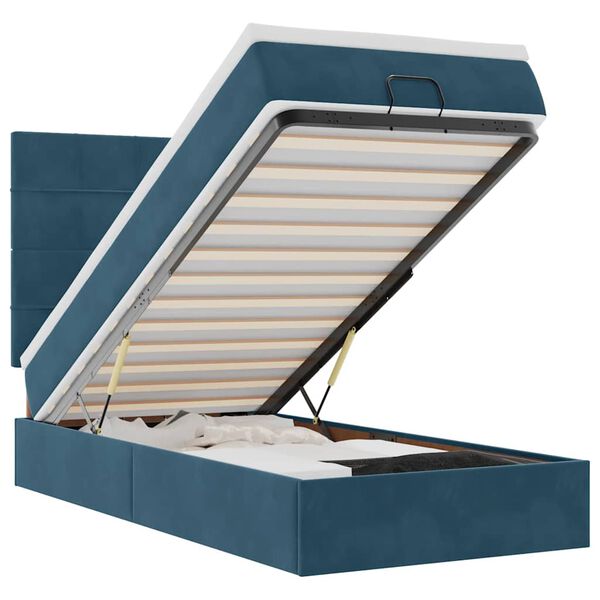 vidaXL Osmansk&yacute; r&aacute;m postele s matracmi tmavomodr&aacute; 90x200 cm zamat