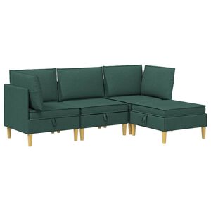 vidaXL Modul&aacute;rny pohovkov&yacute; set s &uacute;ložn&yacute;m priestorom 4 pcs Tmavozelen&aacute;