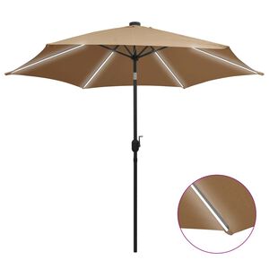 vidaXL Z&aacute;hradn&yacute; slnečn&iacute;k s LED, hlin&iacute;kov&aacute; tyč 300 cm, sivohned&yacute;