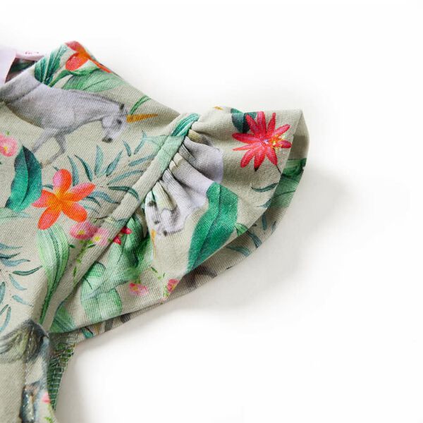 Detské šaty s krátkymi rukávmi svetlé kaki 104