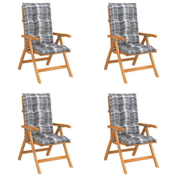 vidaXL Skl&aacute;pacie z&aacute;hradn&eacute; stoličky s podložkami 4 ks t&iacute;kov&yacute; mas&iacute;v