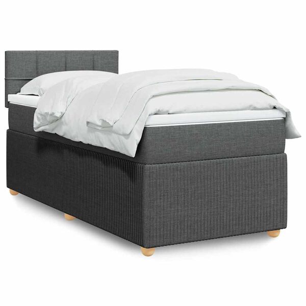 vidaXL Boxspring posteľ s matracom tmavosiv&aacute; 90x200 cm l&aacute;tka