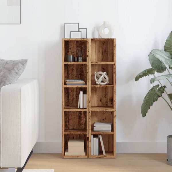 vidaXL Skrinky na CD 2 ks, star&eacute; drevo 21x16x93,5 cm, kompozitn&eacute; drevo