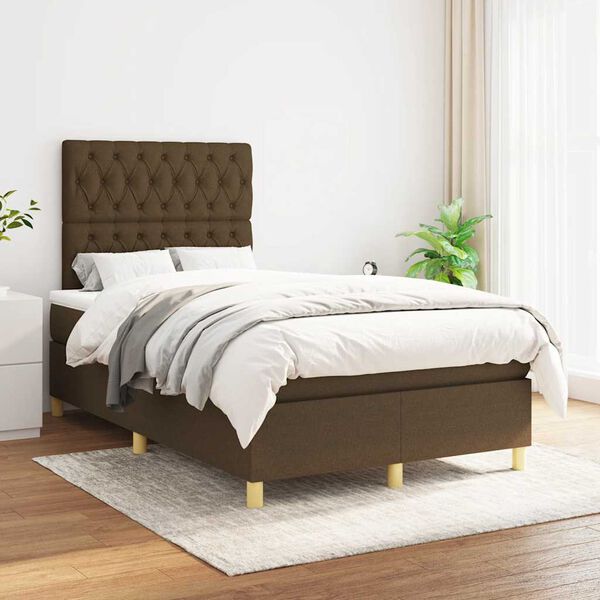 vidaXL Boxspring posteľ s matracom tmavohned&aacute; 120x190 cm l&aacute;tka