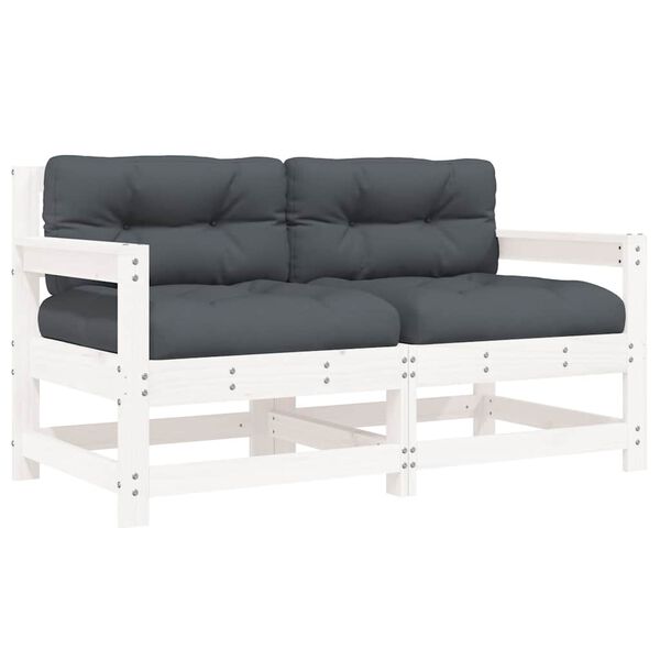 vidaXL Záhradné stoličky s vankúšmi 2 ks biele borovicový masív