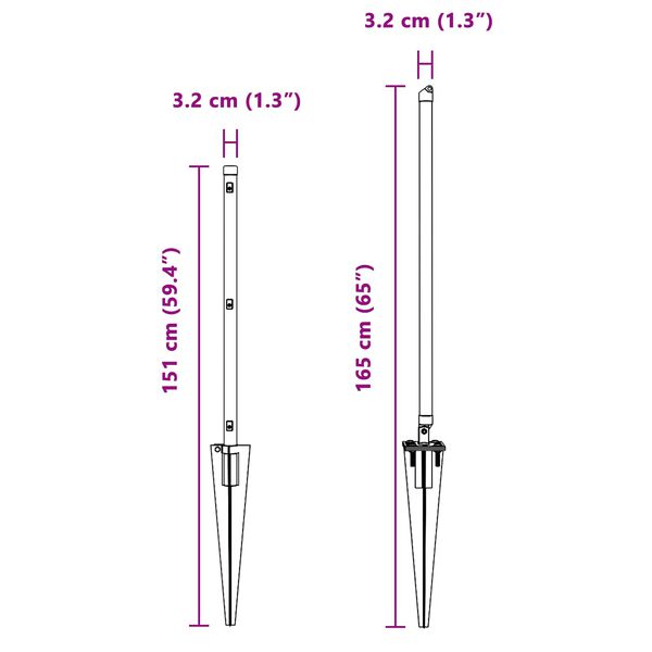 vidaXL Stĺp na plot. Iný 26 pcs Sivá 3,2 x 3,2 x 120 cm Oceľ