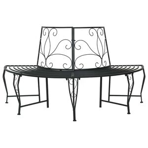 vidaXL Stromov&aacute; lavička 4-Počet miest 160 x 80 x 89 cm Oceľ Čierna
