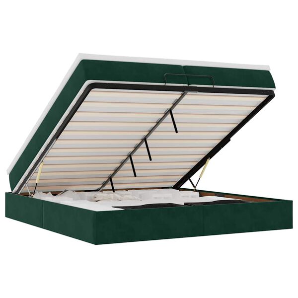 vidaXL Osmansk&yacute; r&aacute;m postele s matracmi tmavozelen&aacute; 200x200 cm zamat