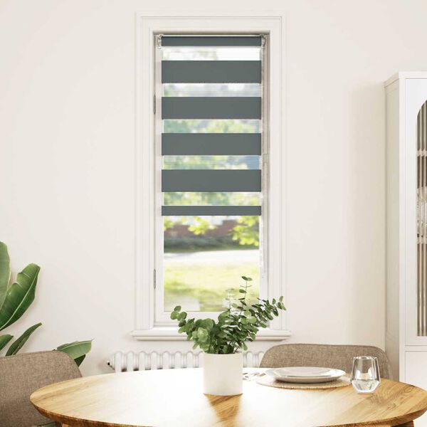 vidaXL Zebra roleta tmavošedá 40x100 cm Šírka látky 35,9 cm Polyester