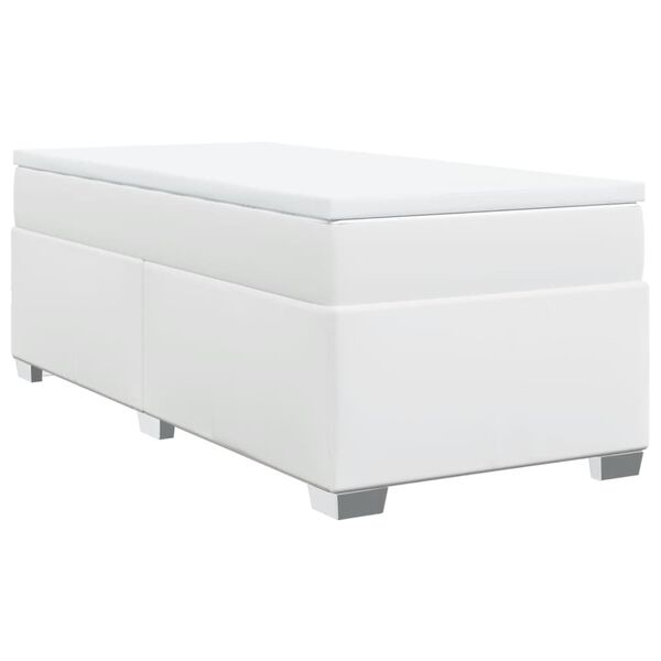 vidaXL Boxspring posteľ s matracom biela 100x200 cm umel&aacute; koža