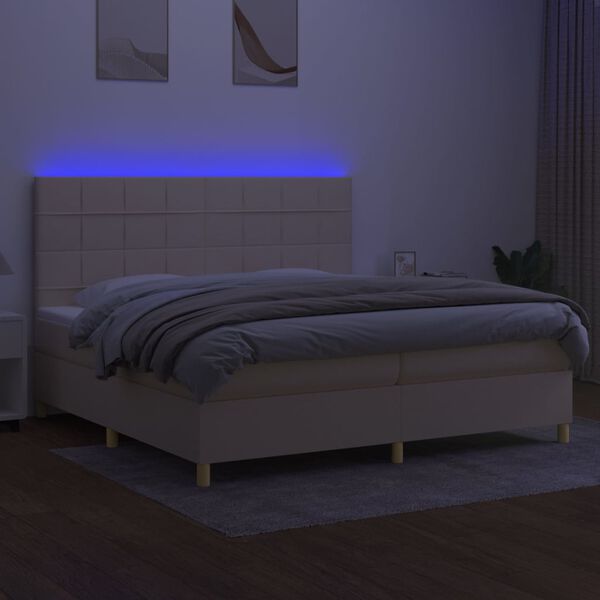 vidaXL Posteľ boxsping s matracom a LED kr&eacute;mov&aacute; 200x200 cm l&aacute;tka