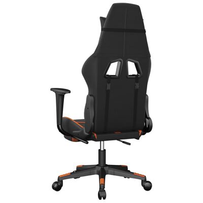 vidaXL Herná stolička s podnožkou čierna a oranžová umelá koža