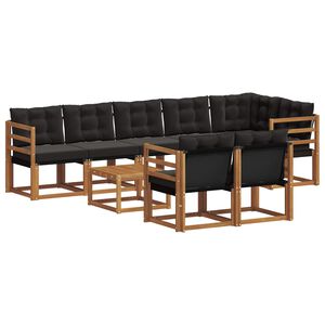 vidaXL Z&aacute;hradn&aacute; s&uacute;prava gaučov s vank&uacute;&scaron;om 9 pcs Pr&iacute;rodn&aacute; a čierna