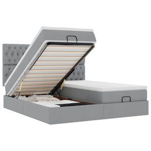 vidaXL Osmansk&yacute; r&aacute;m postele s matracmi svetlosiv&aacute; 200x200 cm l&aacute;tka