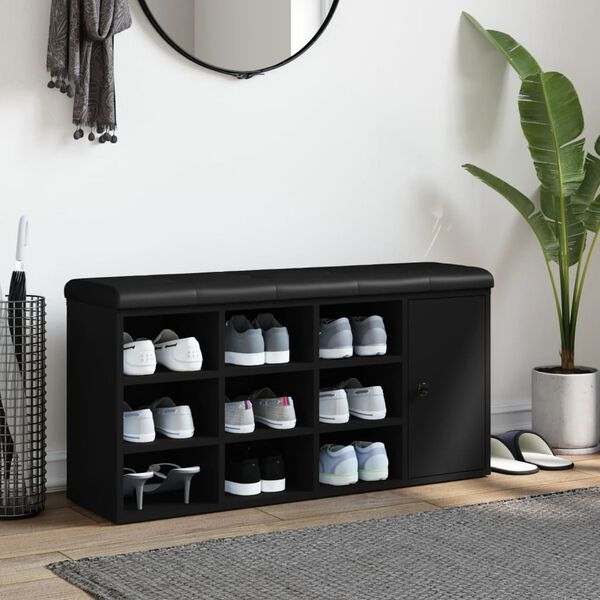 vidaXL Lavička na top&aacute;nky čierna 102x32x50 cm kompozitn&eacute; drevo