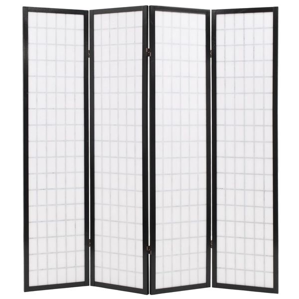 vidaXL Skladac&iacute; parav&aacute;n so 4 panelmi, japonsk&yacute; &scaron;t&yacute;l 160x170 cm, čierny