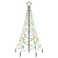 vidaXL Vianočný stromček s hrotom, 200 farebných LED 180 cm