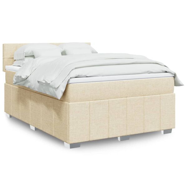 vidaXL Posteľn&yacute; r&aacute;m boxspring s matracom kr&eacute;mov&yacute; 140x200 cm l&aacute;tka
