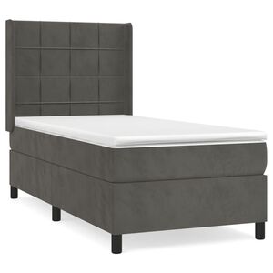 vidaXL Posteľn&yacute; r&aacute;m boxspring s matracom tmavosiv&yacute; 80x200 cm zamat