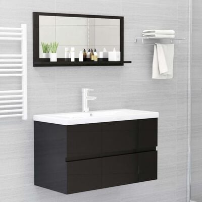 vidaXL Kúpeľňové zrkadlo, lesklé čierne 80x10,5x37cm, kompozitné drevo