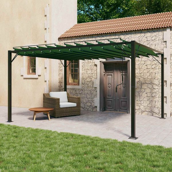 vidaXL Gazebo s lamelovou strechou Zelen&aacute; 3 x 4 x 2,14 m