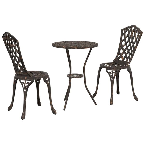 vidaXL Záhradný bistro set 3 pcs Bronzová Hliník