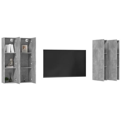 vidaXL TV skrinky 4 ks betónové sivé 30,5x30x110 cm drevotrieska