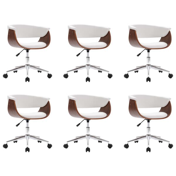 vidaXL Otočné jedálenské stoličky 6 ks biele umelá koža