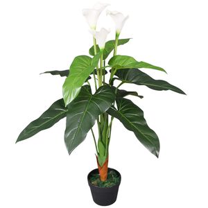 vidaXL Umel&aacute; rastlina, kala s kvetin&aacute;čom 85 cm, biela