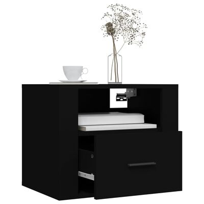 vidaXL Nástenný nočný stolík čierny 50x36x40 cm