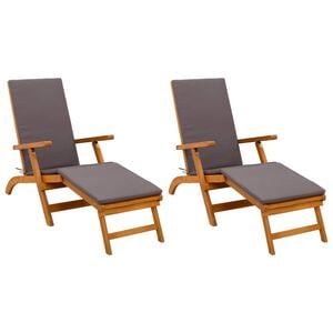 vidaXL Skladac&iacute; a polohovateľn&yacute; slnečn&iacute;k 2 pcs Siv&aacute; 55 x 146 x 91 cm
