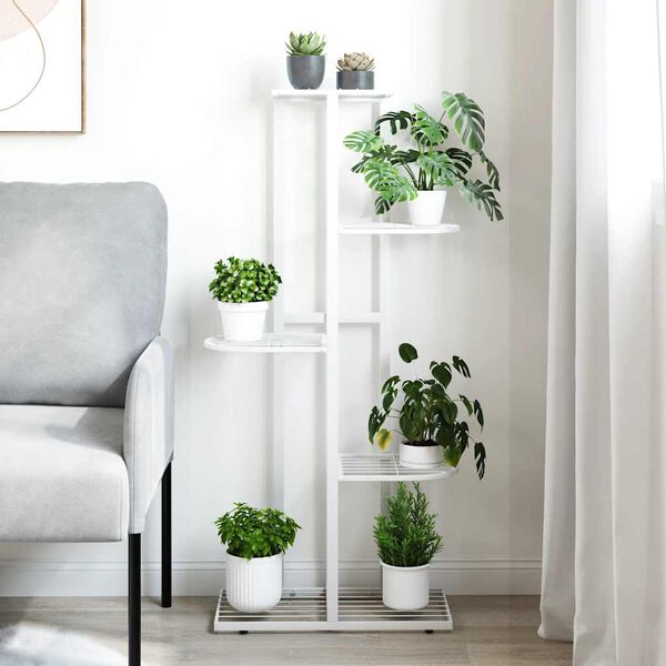 vidaXL 5-poschodov&yacute; stojan na kvety 43x22x98 cm biely kovov&yacute;
